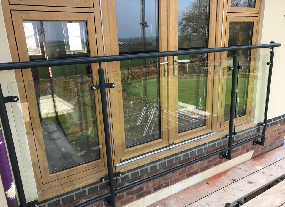 Powder coated steel and glass juliet balcony