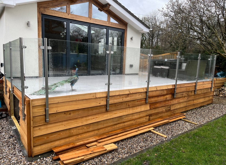 Stainless steel and glass balustrade on Garden terrace